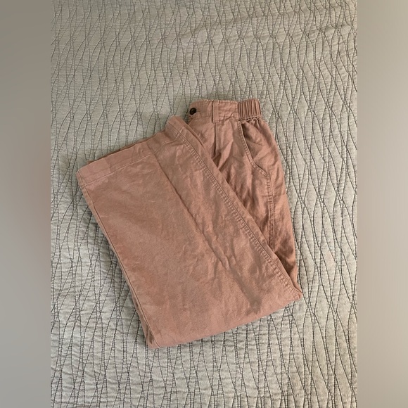 Madewell Cotton Linen Pleated Wide Leg Mauve Pants Size S (2) - Picture 5 of 12